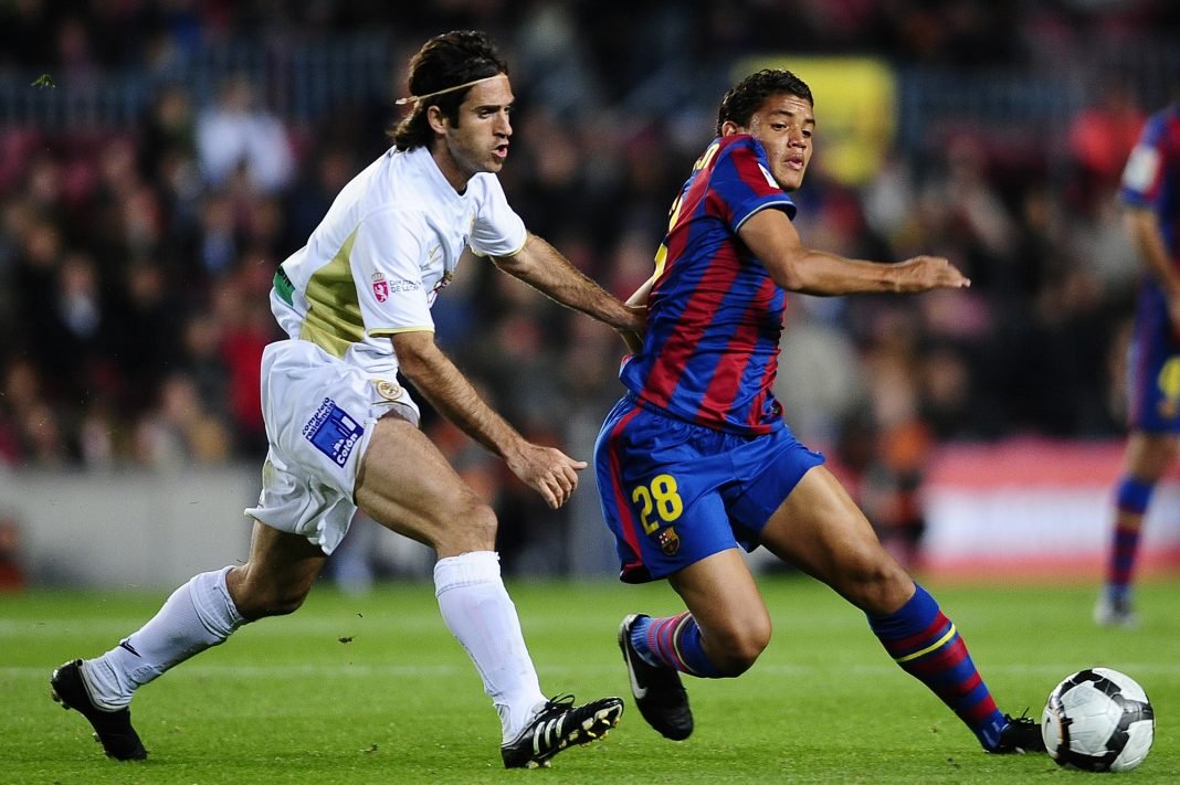 Jonathan Dos Santos i kamp mod Albacete i Segunda División for Barça B